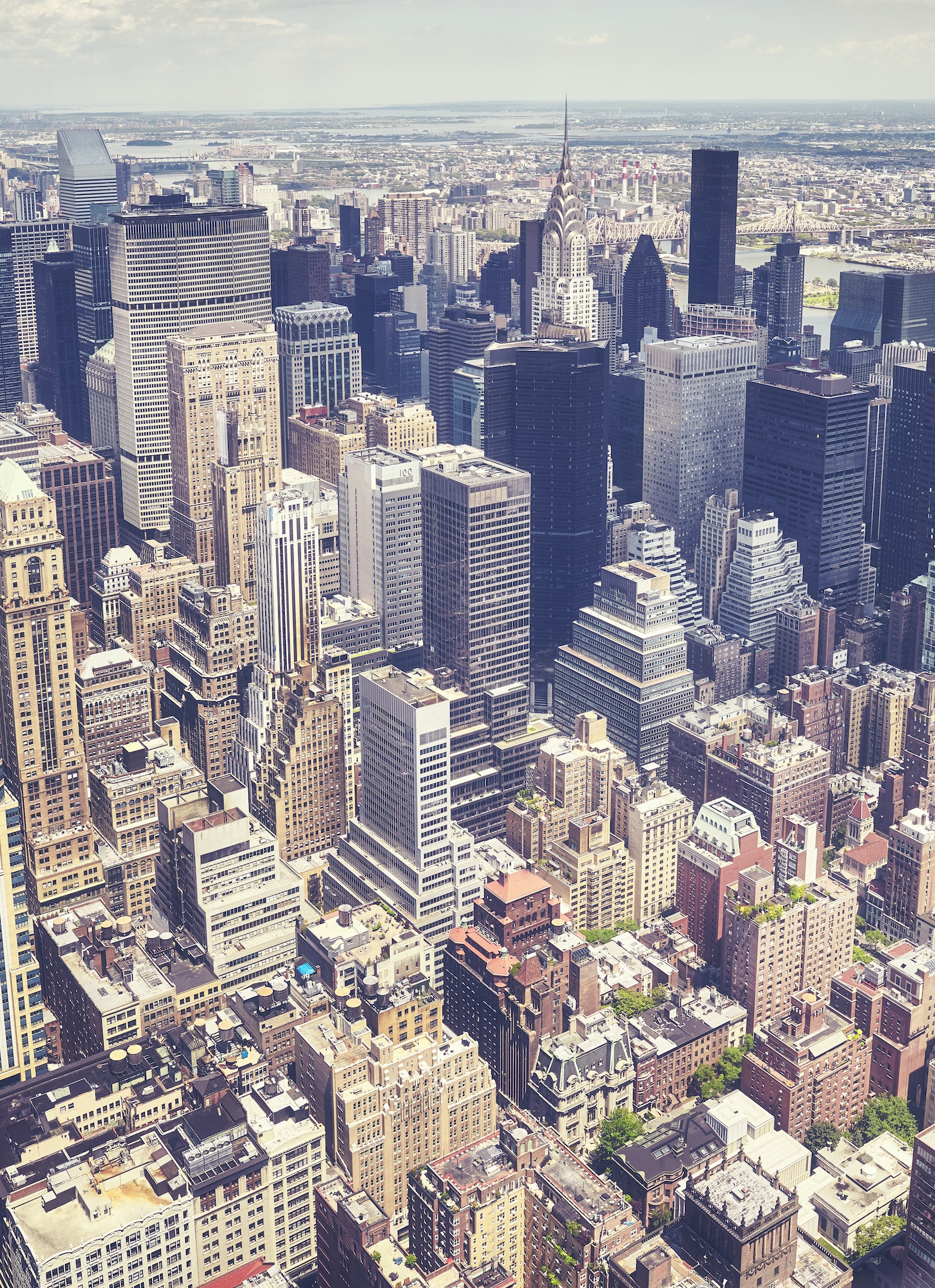 Aerial view of the Manhattan, New York, USA.
